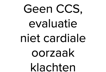 Geen CCS, evaluatie niet cardiale oorzaak klachten