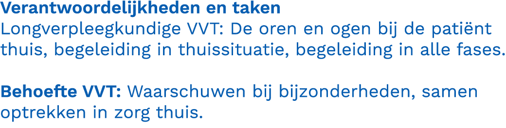Verantwoordelijkheden en taken Longverpleegkundige VVT: De oren en ogen bij de pati nt thuis, begeleiding in thuissit...